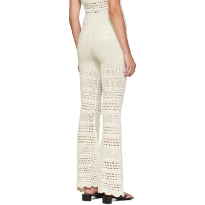 Shop Amiri Off-white Checkered Crochet Flare Lounge Pants In Ivory