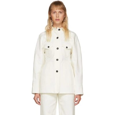 Shop Lvir Off-white Cotton Stitch Jacket In Ivory