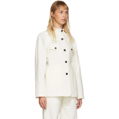 Shop Lvir Off-white Cotton Stitch Jacket In Ivory