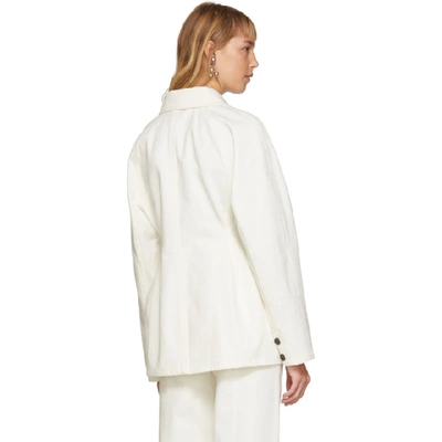 Shop Lvir Off-white Cotton Stitch Jacket In Ivory