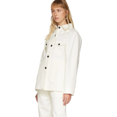 Shop Lvir Off-white Cotton Stitch Jacket In Ivory