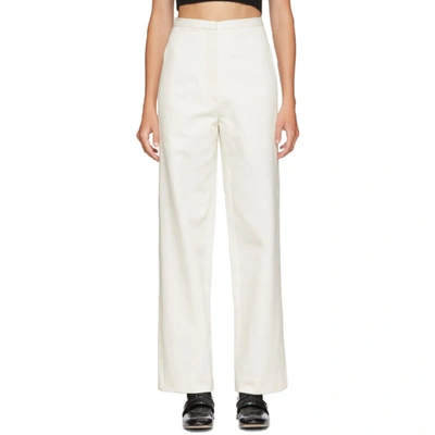 Shop Lvir Off-white Stitched Trousers In Ivory