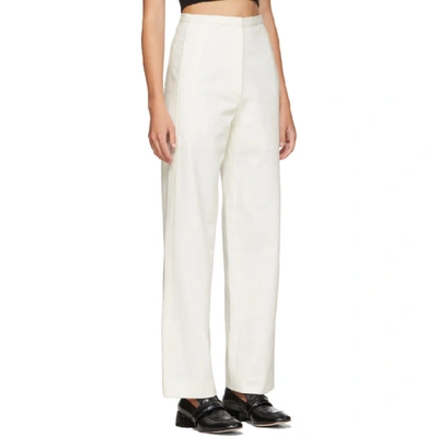 Shop Lvir Off-white Stitched Trousers In Ivory