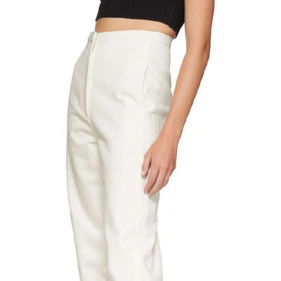 Shop Lvir Off-white Stitched Trousers In Ivory