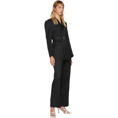 Shop Lvir Black Summer Wool Slit Trousers