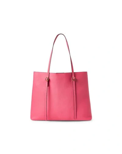 Shop Polo Ralph Lauren Leather Large Lennox Tote Woman Handbag Fuchsia Size - Bovine Leather In Pink