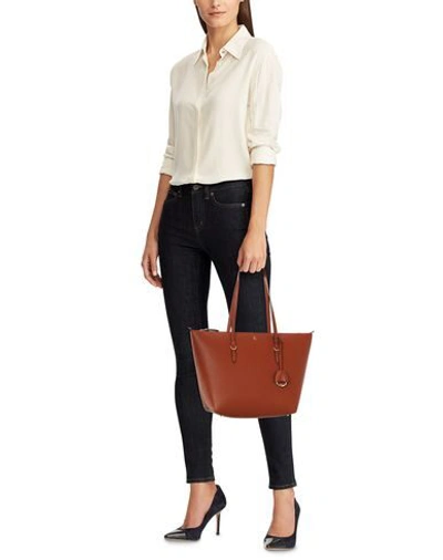Shop Lauren Ralph Lauren Faux-leather Small Tote Woman Shoulder Bag Brown Size - Polyurethane