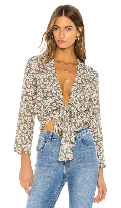 Shop Rolla's Delilah Daisies Blouse In Olive