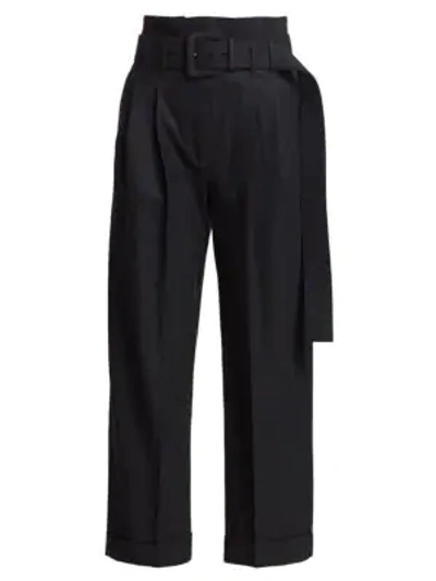 Shop Brunello Cucinelli Fancy Merino Wool Belted Pants In Charcoal