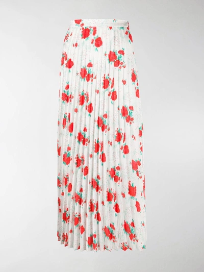 Shop Vetements Floral Printed Pleated Skirt In White