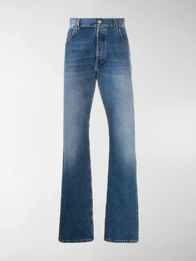 Shop Balenciaga Logo Patch Straight-leg Jeans In Blue