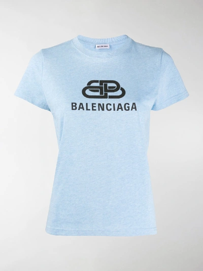 Shop Balenciaga Bb Logo T-shirt In Blue