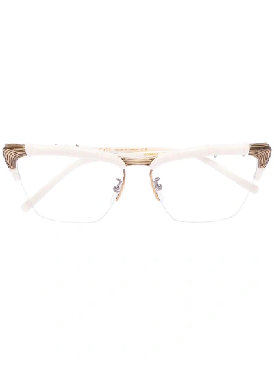 Shop Gucci Bamboo-effect Cat Eye-frame Glasses In White