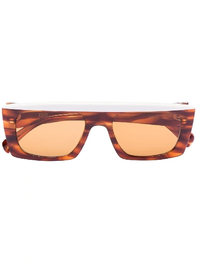 Shop Kaleos Havana Ivory Rectangular Sunglasses In Brown