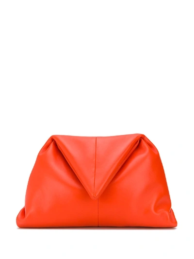 Shop Bottega Veneta Triangular Fold Angular Clutch In Orange