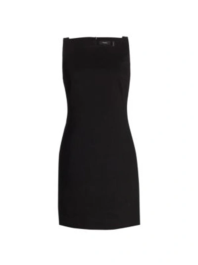 Shop Theory Women's Squareneck Linen Blend Mini Dress In Black
