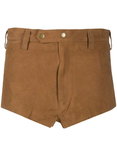 Shop Mes Demoiselles Chilli Mid-rise Suede Shorts In Brown