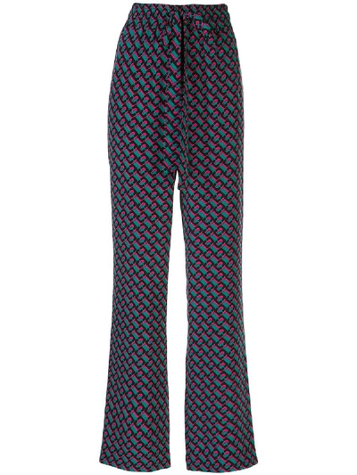 Shop Diane Von Furstenberg Abstract Print Drawstring Trousers In Pink