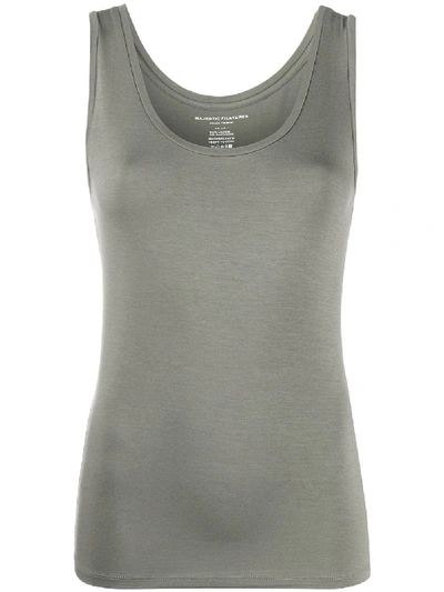 Majestic Plain Fitted Tank Top In Green