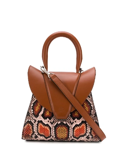 Shop Elena Ghisellini Snakeskin Tote Bag In Brown