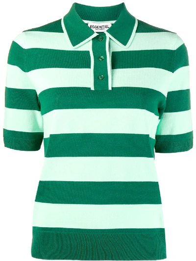 Shop Essentiel Antwerp Striped Polo Shirt In Green