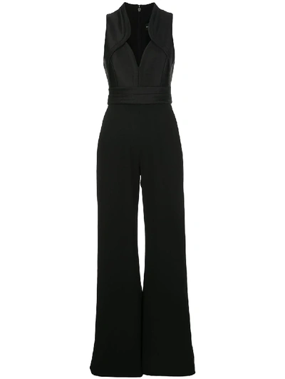 Shop Brandon Maxwell Sleeveless Wide-leg Jumpsuit In Black