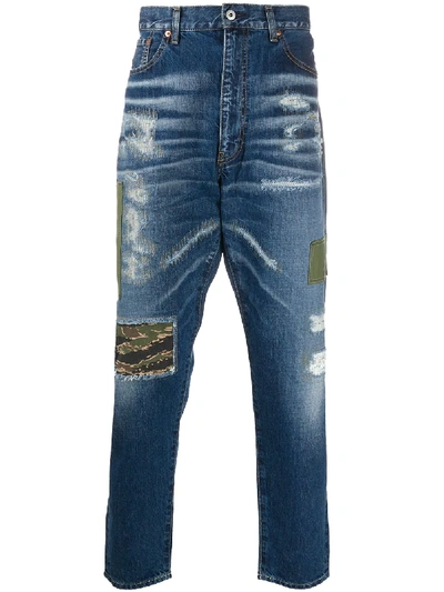 Shop Junya Watanabe Drop-crotch Jeans In Blue