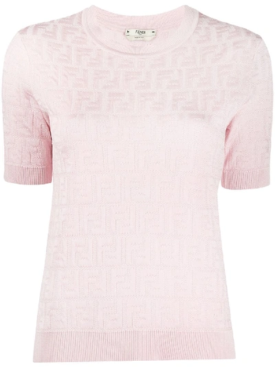 Shop Fendi Ff Motif Knitted Top In Pink