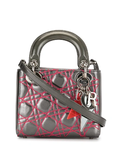 Pre-owned Dior 2011  Limited Edition Anselm Reyl Mini 2way Handbag In Grey