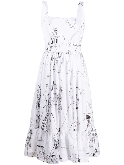 Shop Alexander Mcqueen Illustration Print Dress In White