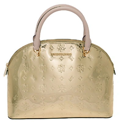 Pre-owned Michael Kors Metallic Gold Mirror Leather Emmy Dome Satchel