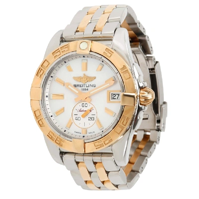 Pre-owned Breitling Mop 18k Rose Gold And Stainless Steel Galactic C3733012/a724 Women's Wristwatch 36mm In White