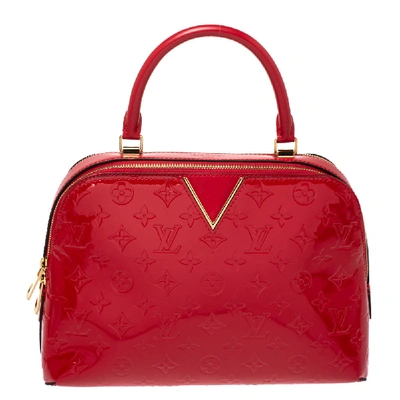 Pre-owned Louis Vuitton Cerise Monogram Vernis Melrose Bag In Red