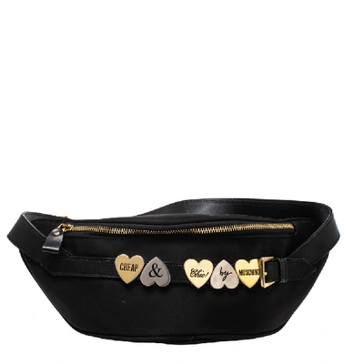 Pre-owned Moschino Black Nylon And Leather Belt Bag