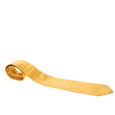 Pre-owned Ferragamo Yellow Interwoven Jacquard Silk Tie