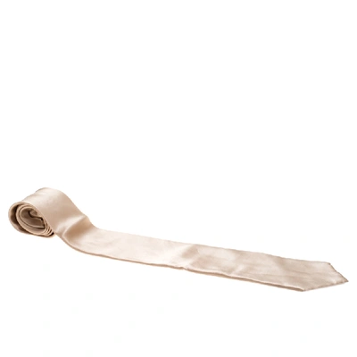 Pre-owned Brioni Beige Satin Silk Traditional Tie