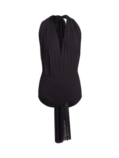 Shop Wolford Miranda Halter Bodysuit In Black