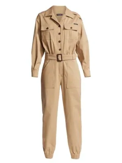 Shop Dolce & Gabbana Khaki Belted Jumpsuit