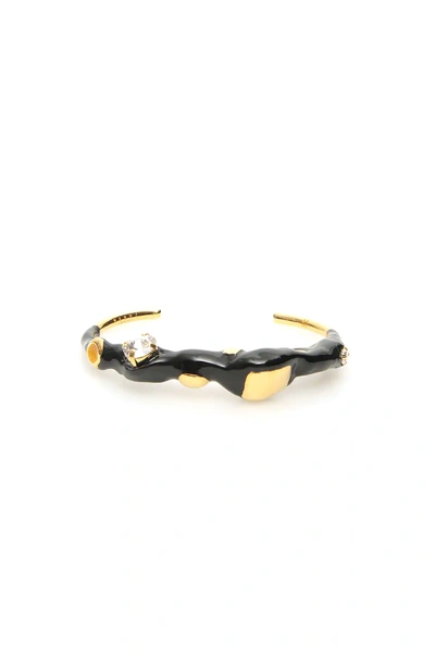 Shop Marni Metal And Enamel Cuff Bracelet In Black,gold