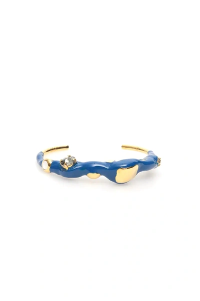 Shop Marni Metal And Enamel Cuff Bracelet In Blue,gold