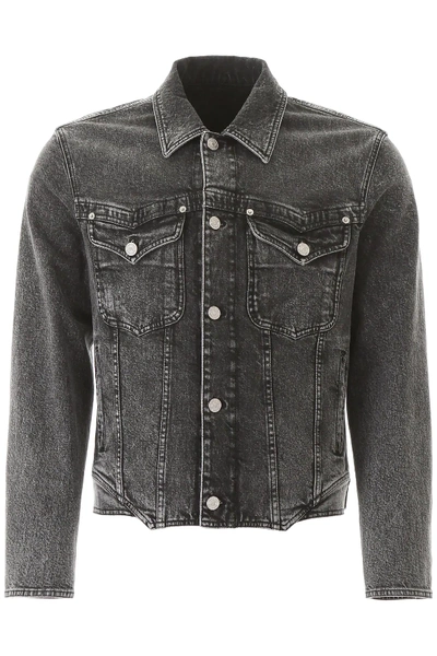 Shop Versace Denim Jacket In Grey,black