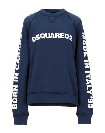 Shop Dsquared2 Woman Sweatshirt Midnight Blue Size S Cotton