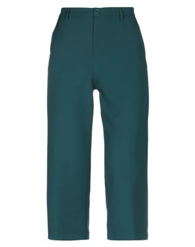 Shop Liu •jo Woman Cropped Pants Green Size 6 Polyester, Elastane