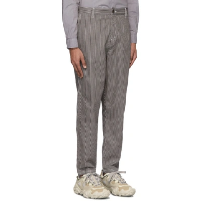 Shop Robert Geller Grey And Off-white The Striped Tapered Trousers In Birch