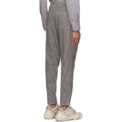 Shop Robert Geller Grey And Off-white The Striped Tapered Trousers In Birch