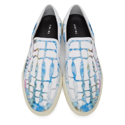 Shop Amiri Multicolor Tie-dye Bones Slip-on Sneakers In Gtw ( Green Tie Dye/