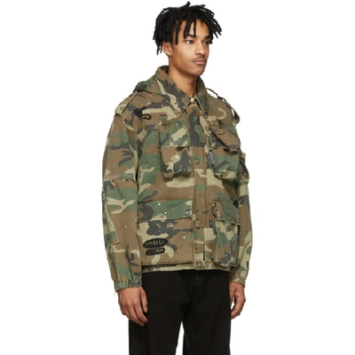 Shop R13 Green And Brown Camo Multi-pocket Jacket