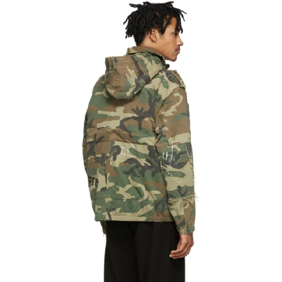 Shop R13 Green And Brown Camo Multi-pocket Jacket
