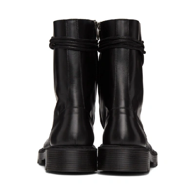 Shop Vetements Black Gothic Logo Combat Boots