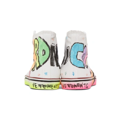 Shop Vetements White Hardcore Happiness High Top Sneakers